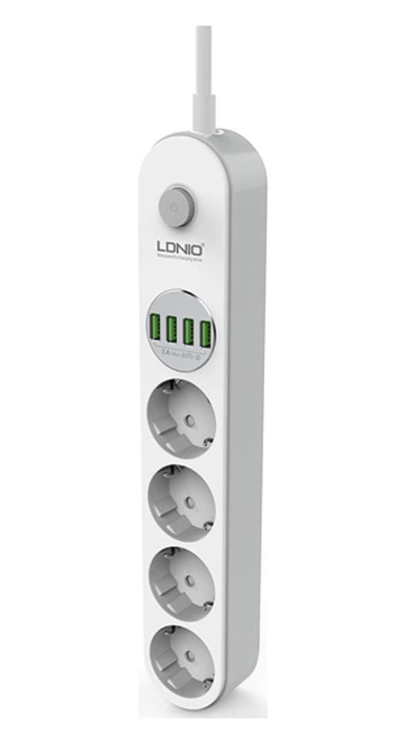 Ldnio SE4432 4xUsb Çıkışlı 4'lü Akım Korumalı Priz Beyaz