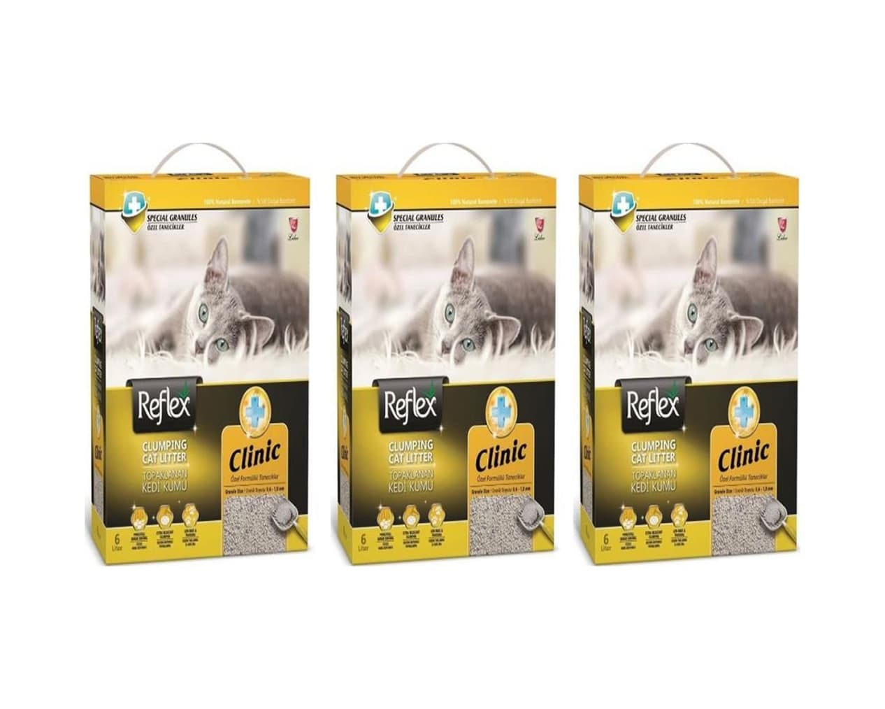 Reflex Clumping Cat Litter Clinic Topaklaşan Bentonit Kedi Kumu 3 x 6 L