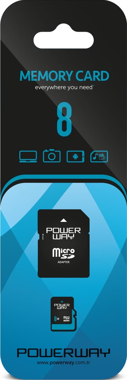 Powerway 8 GB MicroSDHC Hafıza Kartı + Adaptör