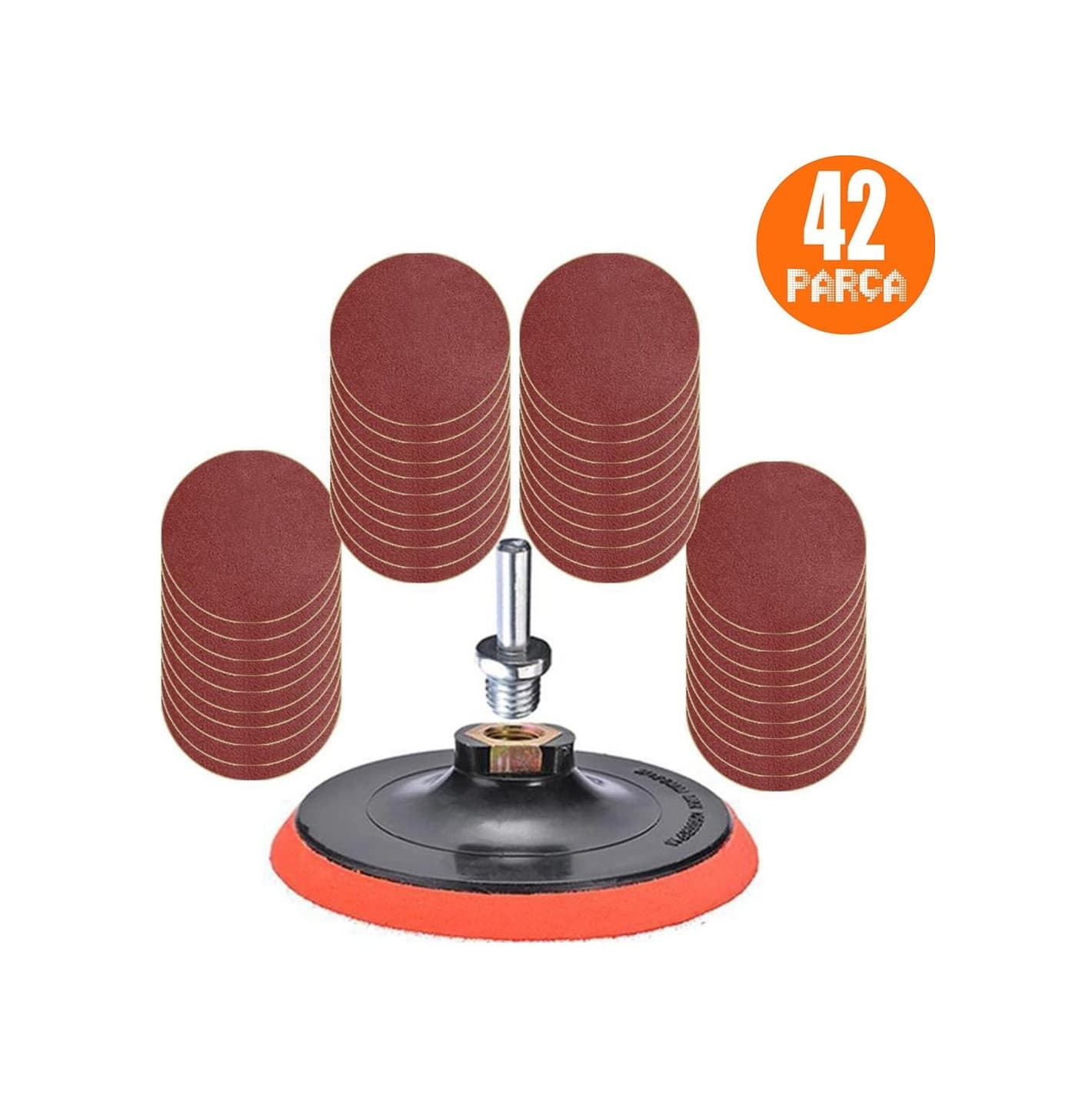 42 Parça Cırt Zımpara Seti + Matkap Aparatı 115 Mm