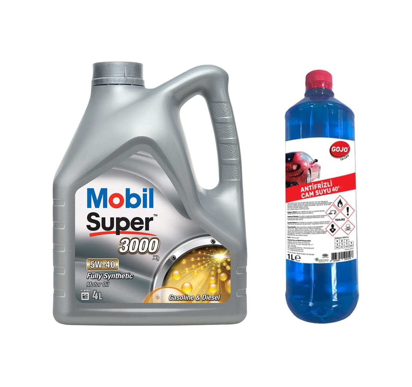 Mobil Super 3000 X1 5W-40 Motor Yağı 4 L + Gojo Antifrizli Cam Suyu 1 L