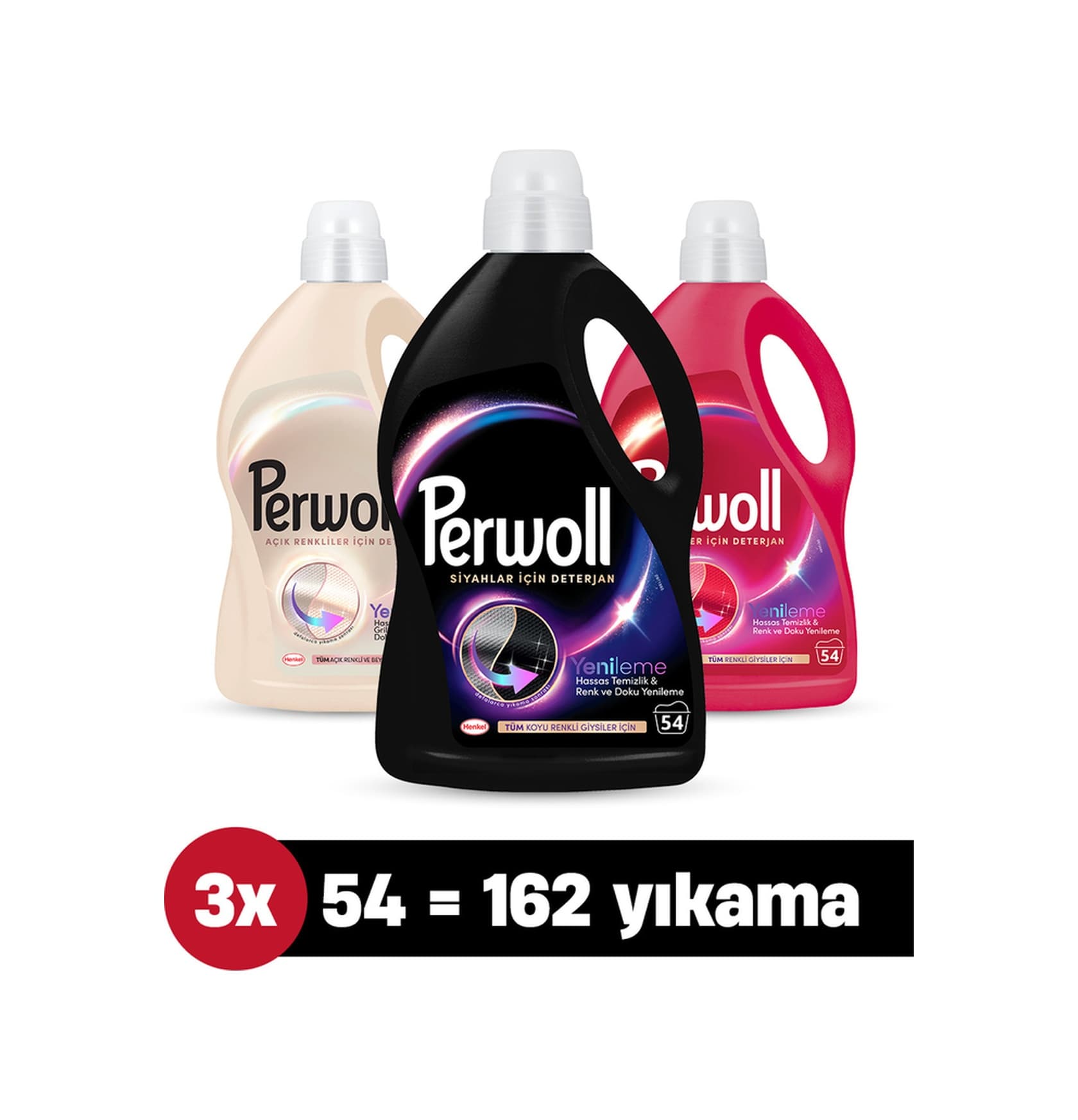 Perwoll Hassas Bakım Sıvı Çamaşır Deterjanı Renkli 2970 ML + Siyah 2970 ML + Beyaz 2700 ML