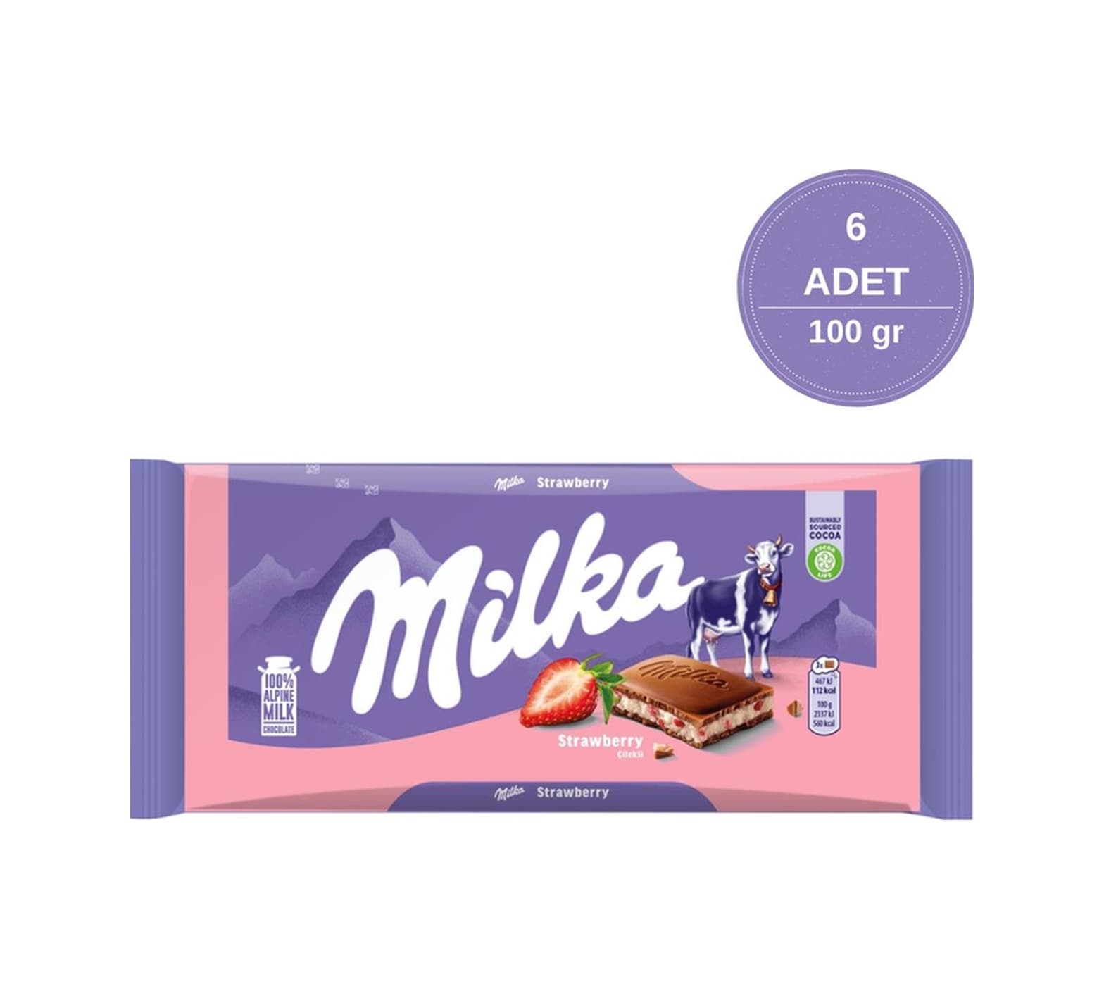Milka Çilekli Yoğurtlu Tablet Çikolata 6 x 100 G