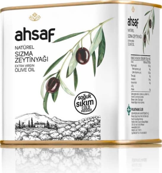 Ahsaf Soğuk Sıkım Naturel Sızma Zeytinyağı Teneke 500 ML