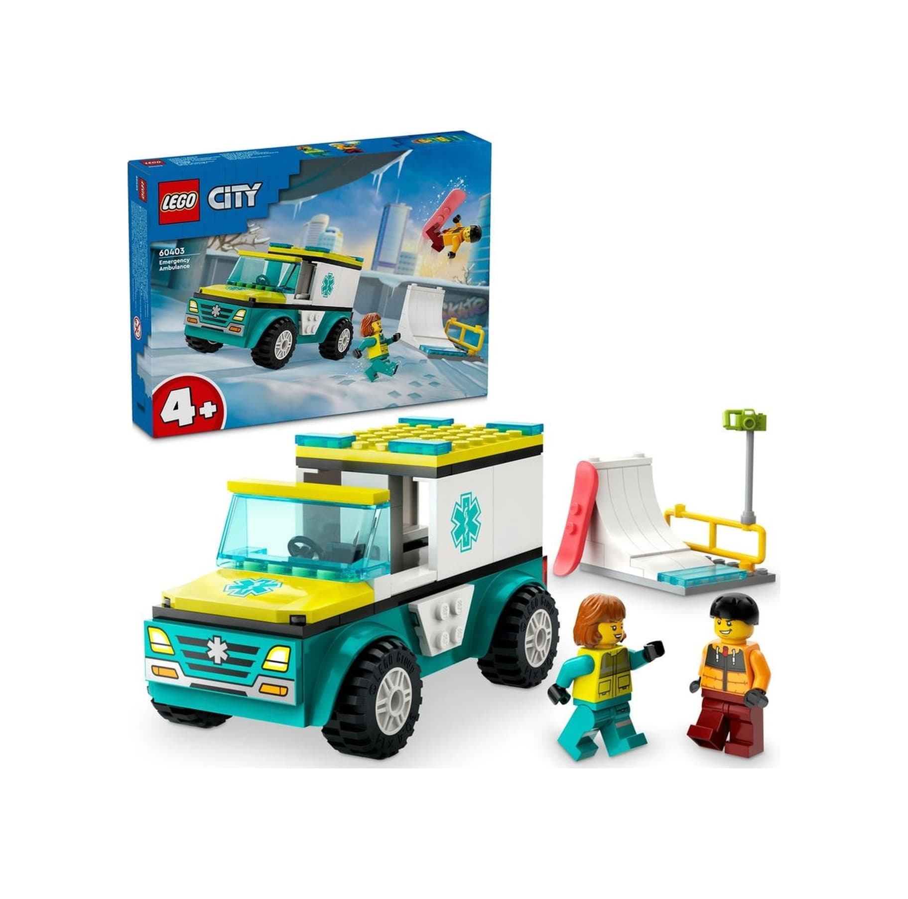 LEGO® City Acil Ambulansı ve Snowboardcu 60403 4+ Yaratıcı Oyuncak Yapım Seti - 79 Parça