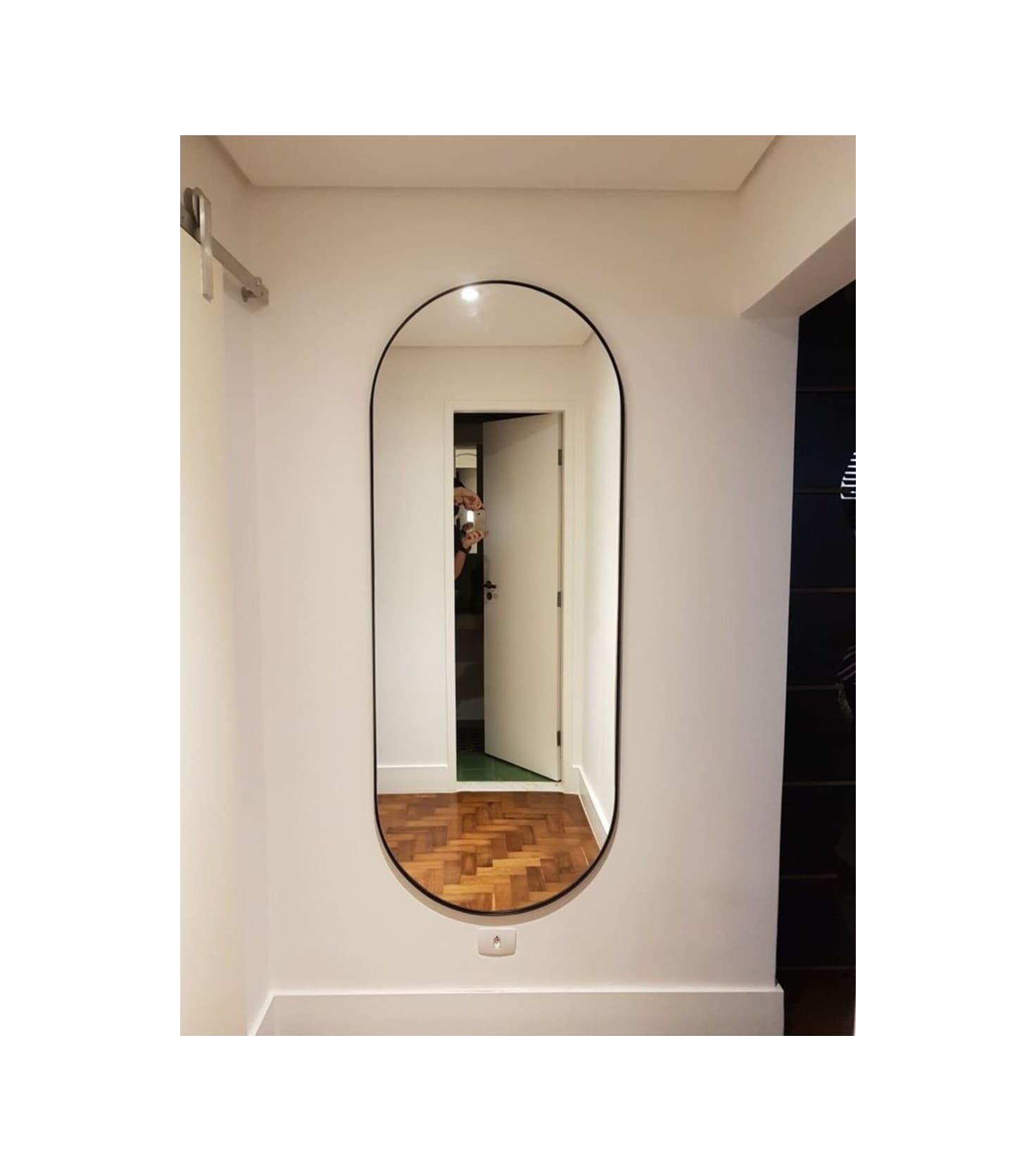 Enc Home İki Tarafı Oval Konsol Ve Boy Aynası 160X60 Cm Siyah