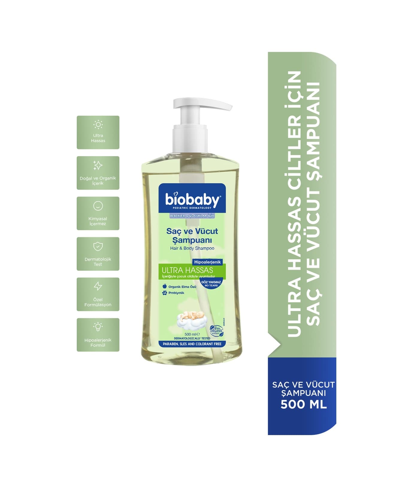 Biobaby Ultra Hassas Saç Ve Vücut Şampuanı 500 ml Prebiyotik Alman Papatyası - Organik Içerik