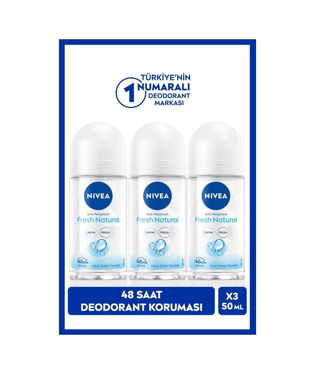 Nivea Fresh Natural 48 Saat Kadın Roll-On Deodorant 3 x 50 ML