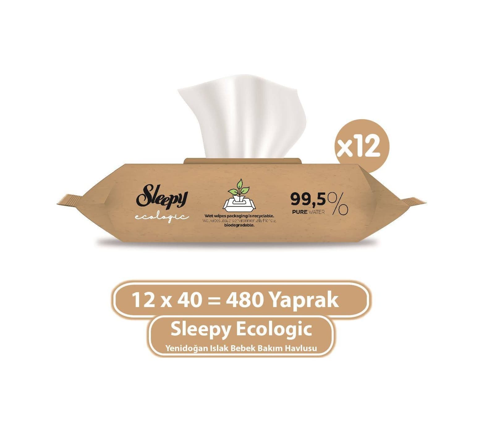 Sleepy Ecologic Yenidoğan Islak Bebek Bakım Havlusu 12 X 40'Lı