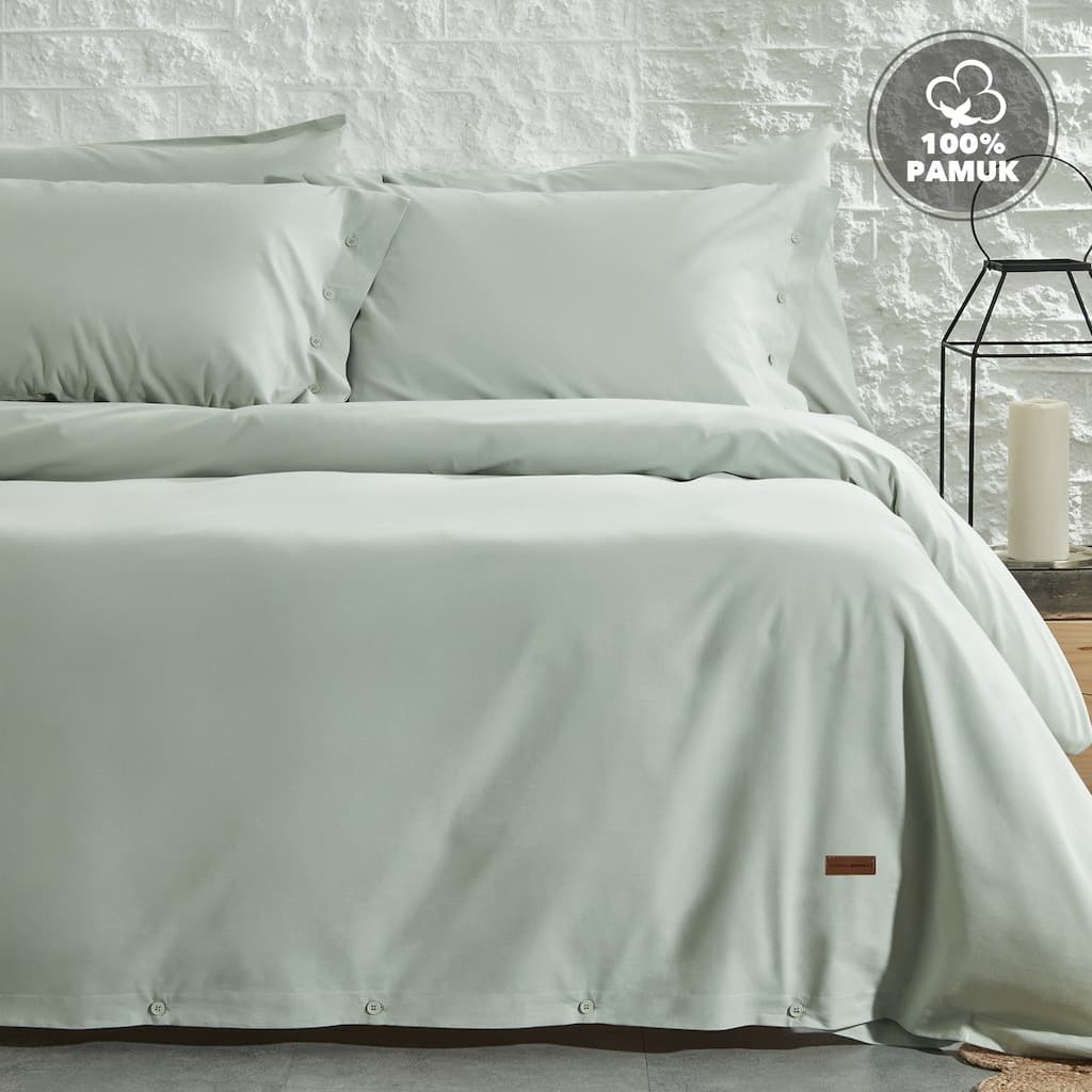 Yataş Bedding Plain Çift Kişilik Ranforce Nevresim Takımı-Adaçayı