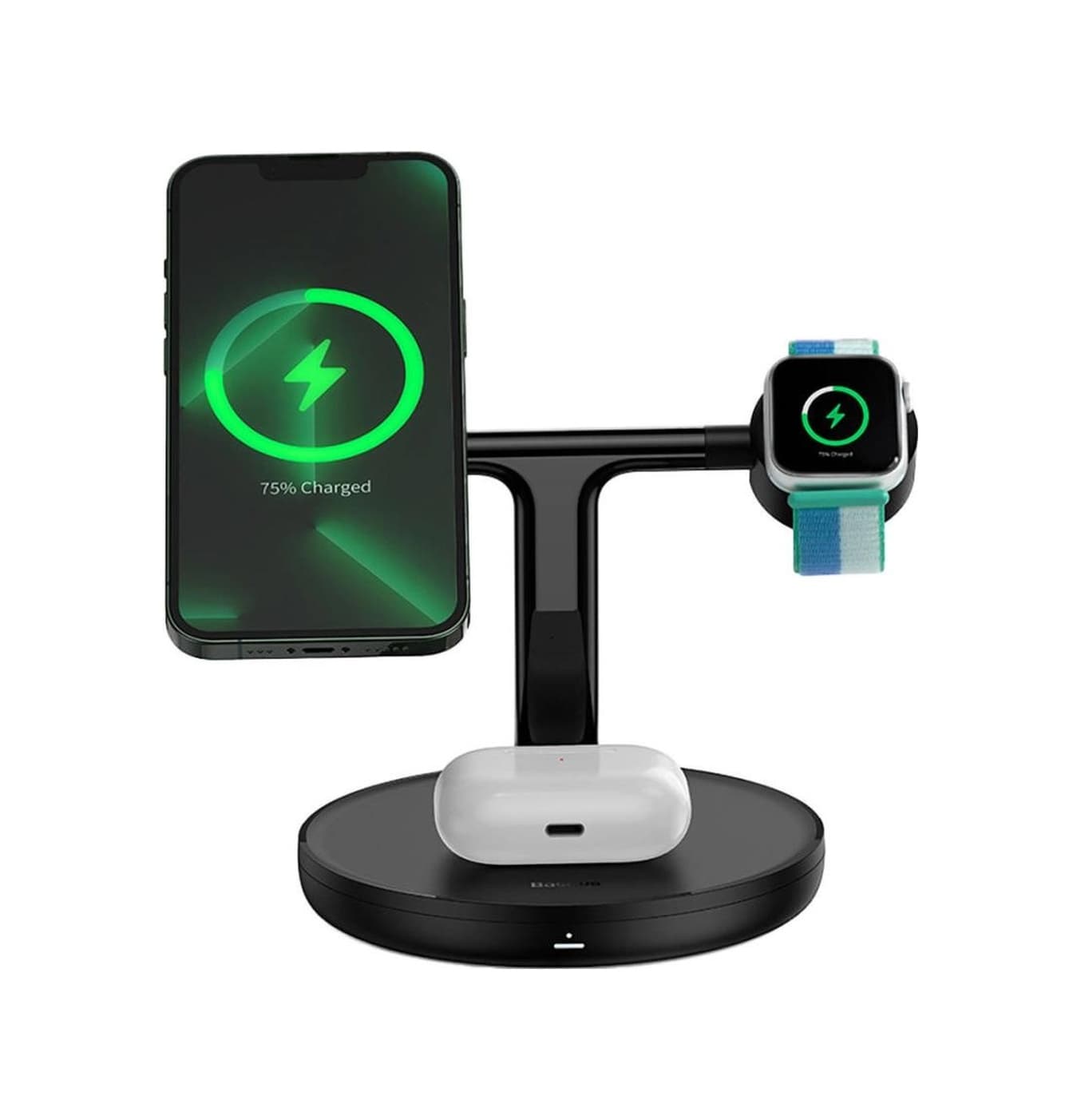 Baseus Swan 3 In 1 Wireless Magnetic Bracket 20W Kablosuz Hızlı Ş-Siyah