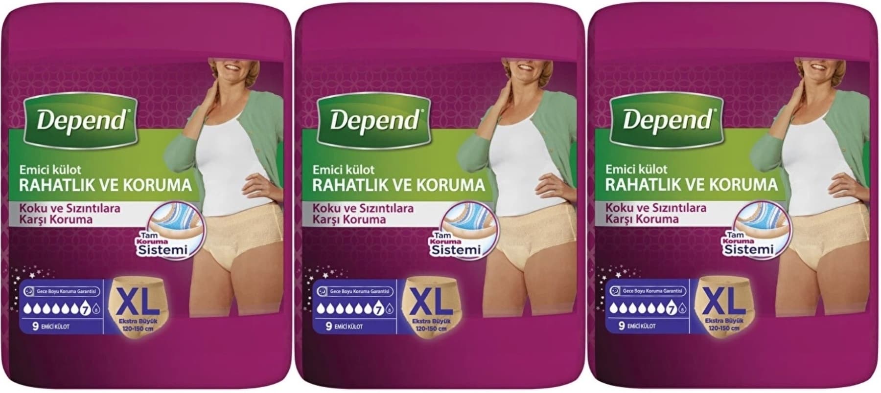 Depend Emici Külot Kadın Hasta Bezi Extra Büyük XL 3 x 9'lu