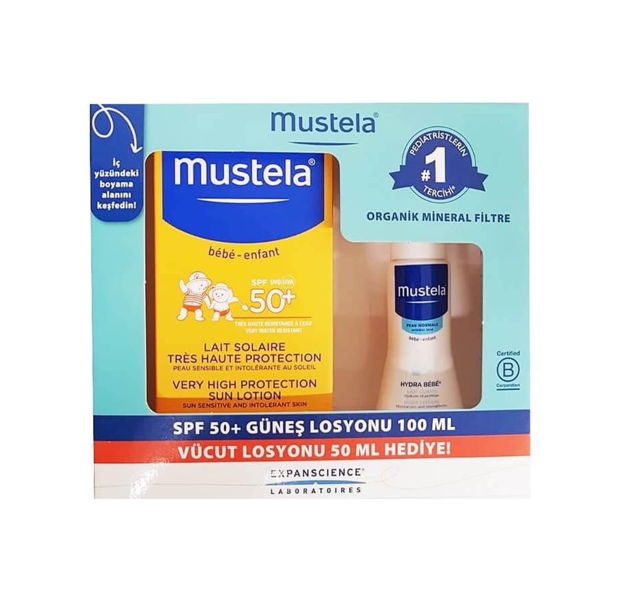 Mustela Çok Yüksek Koruma SPF50+ Bebek Güneş Losyonu 100 ML + Vücut Losyonu 50 ML