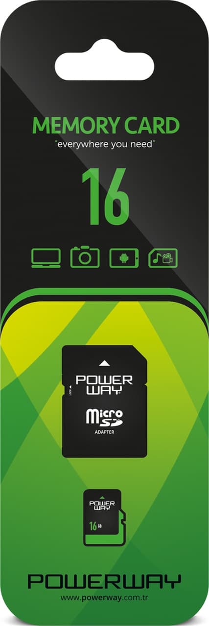 Powerway 16 GB MicroSDHC Hafıza Kartı + Adaptör