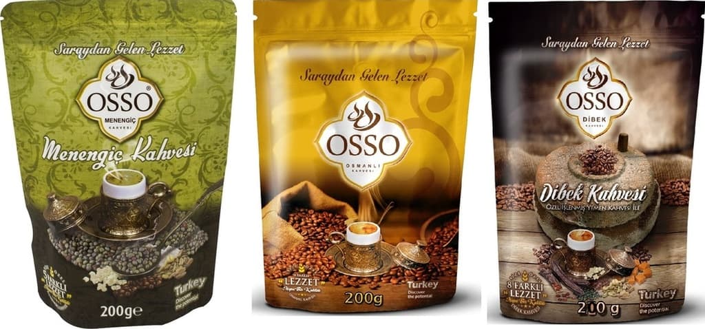 Osso Osmanlı Kahvesi 200 G + Menengiç 200 G + Dibek 200 G