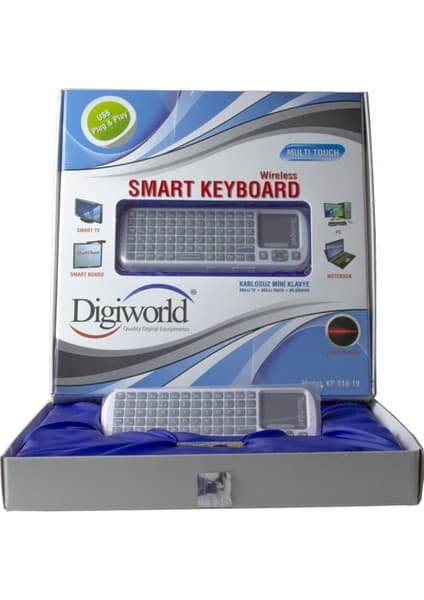 Digiworld Beyaz Kablosuz Akıllı Klavye Mouse, Smart TV ve Sunum Cihazları için Ergonomik Tasarım