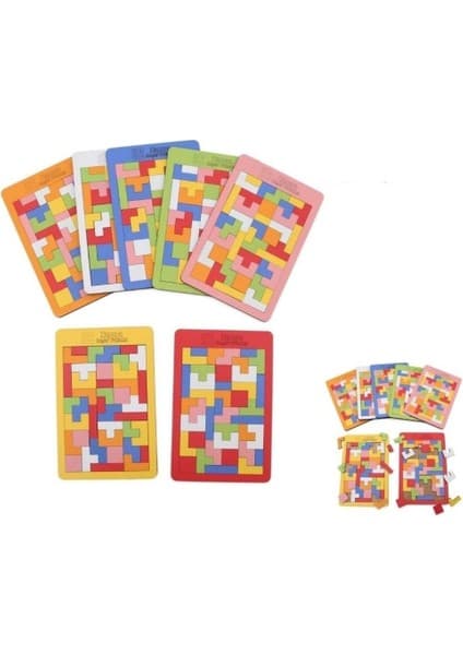 Hamaha 43 Parça Toys Ahşap Eğitici Geliştirici Oyuncak Blok Tetris Zeka Oyunu