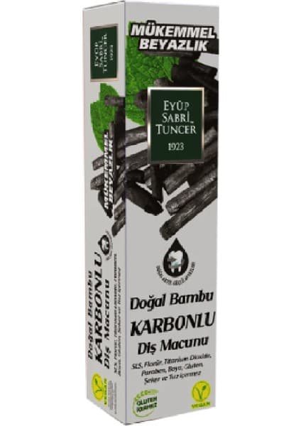 Eyüp Sabri Tuncer 75 ml Doğal Bambu Karbonlu Diş Macunu Nane Aromasıyla Glütensiz Beyazlatıcı