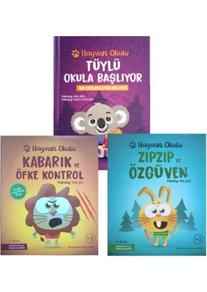 Aydın Psikoloji Yayınları Çocuk Psikolojisi Seti Tüylü Okula Başlıyor Zıpzıp ve Özgüven Kabarık ve Öfke Kontrol