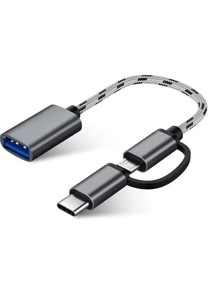 Alfais 4901 USB 3.0 Otg To Type C Micro USB Data Şarj Çevirici Dönüştürücü Otg Adaptörü