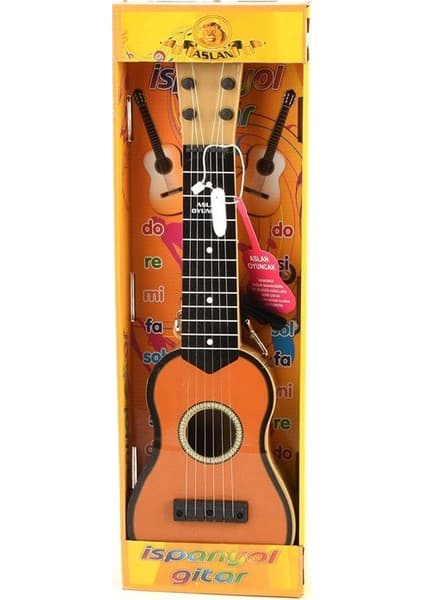 Oyuncaktoys Kahverengi Renkli Ahşap Görünümlü Plastik Oyuncak Gitar 50 cm