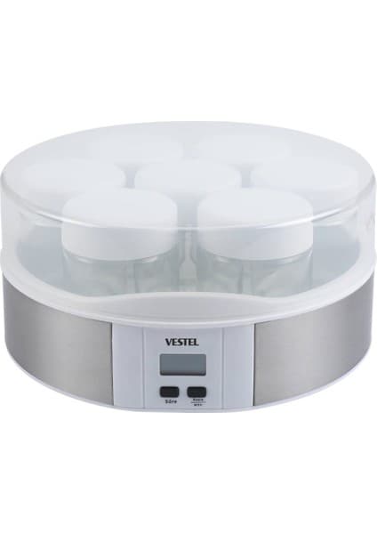 Vestel 20244346 Yoğurt Makinesi 200 ml Kapasite 7 Kavanoz Gri Renk Kontrol Paneli ve Zamanlayıcı Özellikli