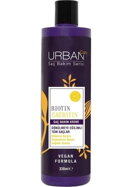 Urban Care Biotin ve Bitkisel Keratin İçeren Dökülme Karşıtı Güçlendirici Saç Kremi 330 ml – Sağlıklı Uzama ve Günlük Bakım