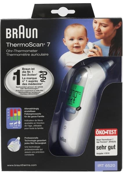 Braun ThermoScan 7 IRT 6520 Kulaktan Dijital Ateş Ölçer – Hızlı ve Hassas Ölçüm, Aile Kullanımına Uygun