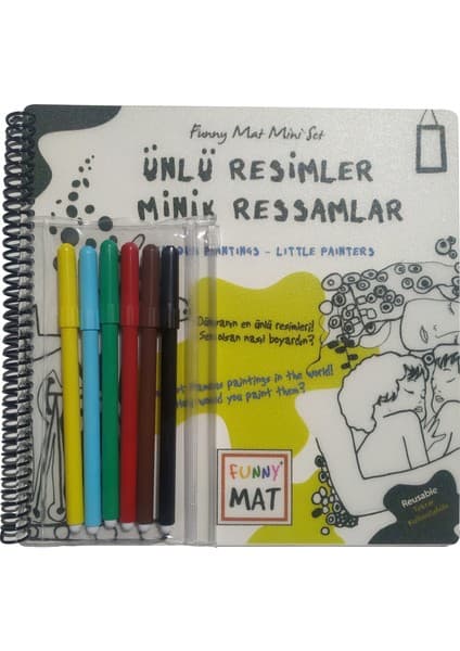 Akademi Çocuk Funny Mat - Boya Kalemli Aktivite Seti: Ünlü Resimler Minik Ressamlar