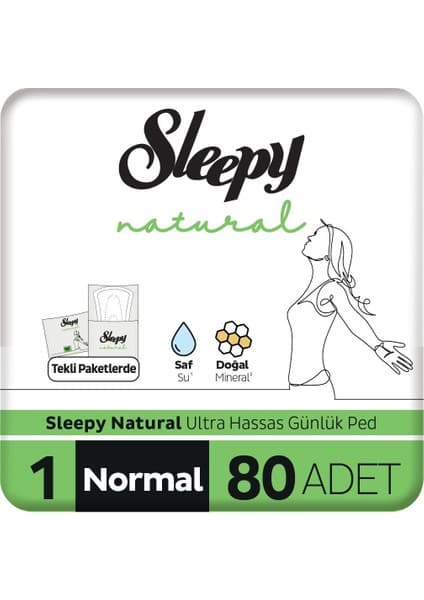 Sleepy Natural Ultra Hassas Günlük Ped Normal 80 Adet Ped