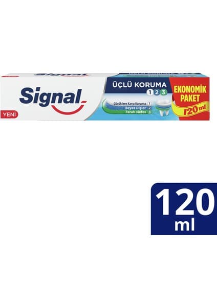 Signal 120 ml Üçlü Koruma Diş Macunu Nane Aromalı Koruyucu Özellikleri ile Çürüklerden Korur