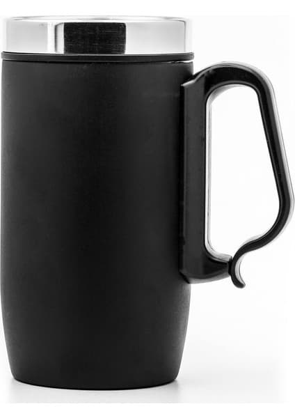 Thermohis Çift Katmanlı Paslanmaz Çelik Termos Bardak 250ML Mat Siyah Kauçuk Tabanlı