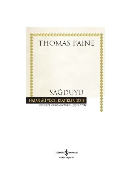 İş Bankası Kültür Yayınları Sağduyu - Thomas Paine