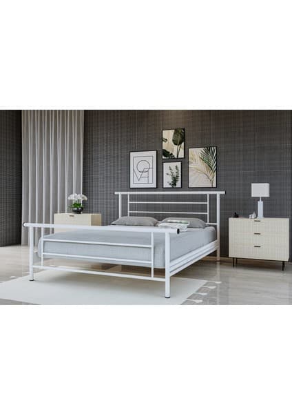 Metalia Gm 412 Zambak Çift Kişilik Metal Karyola Beyaz 140X190