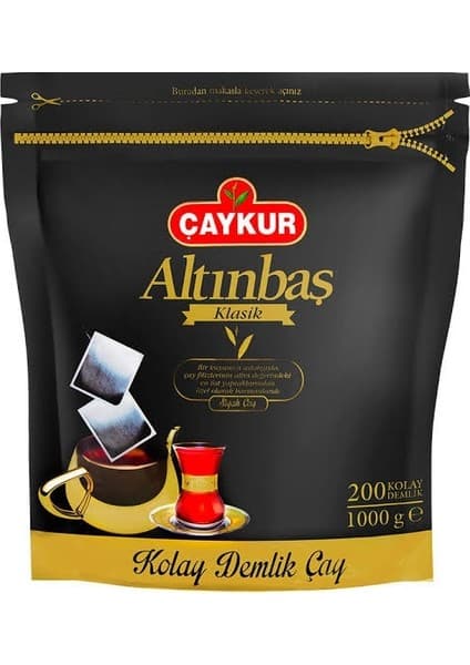 Çaykur Altınbaş 5 gr Sade Aroma Demlik Poşet Çay - 200 Adet, Katkısız, Yoğun Dem ve Zengin Lezzet, Türkiye'de Üretilmiştir, Ekonomik Paket
