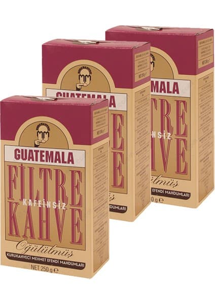 Kurukahveci Mehmet Efendi 3 Adet Mehmet Efendi Guatemala Kafeinsiz Filtre Kahve 250gr