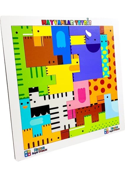 Hamaha Eğitici Ahşap Oyuncak Hayvanlar Animals Puzzle Yapboz Bultak Tetris