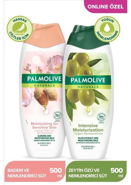 Palmolive Naturals Hassas Ciltler İçin Badem ve Yoğun Nemlendirici Zeytin Özü Duş Jeli 500 ml x 2 Adet
