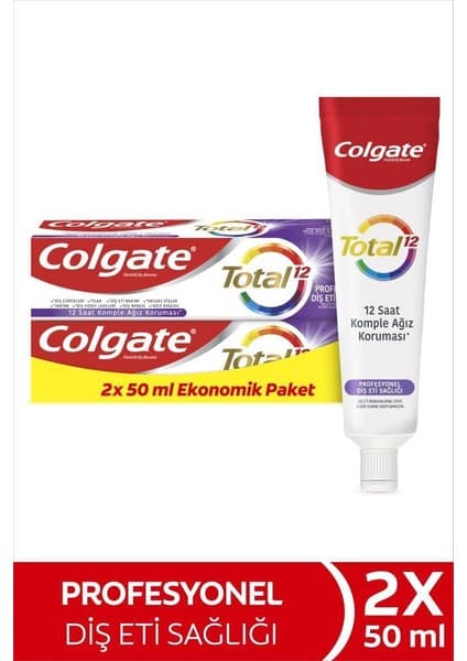 Colgate Total Koruyucu Diş Macunu Çinko ve Argininli Nane Aromalı 2×75 ml Türkiye Üretimi