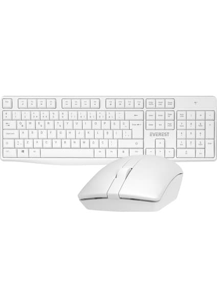 Everest KM-7500 Beyaz Kablosuz Q Multimedia Klavye + Mouse Set