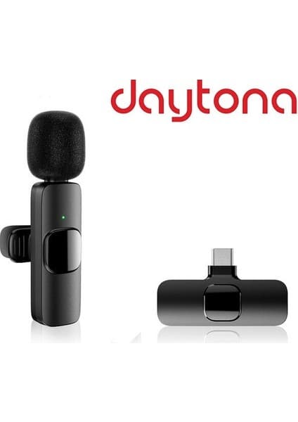 Daytona K9-T1 Type-C Wireless (Kablosuz Mikrofon) Ergonomik Tak Çalıştır Android Telefon Tablet Ipad Yaka Mikrofonu