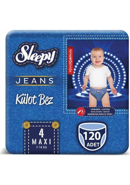 Sleepy Jeans Külot Bez 4 Numara Max 4'Lü Jumbo 7 - 14 Kg