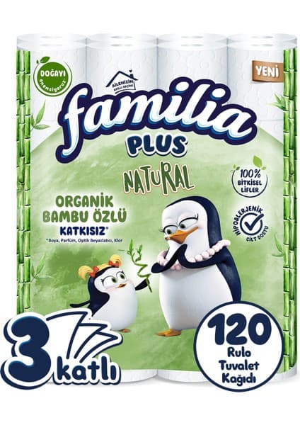 Familia Plus Natural Tuvalet Kağıdı 120 Rulo (40 Rulo x 3 Paket)