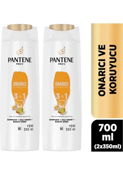 Pantene Onarıcı ve Koruyucu 3'ü 1 Arada Şampuan 350 ml x 2 Adet