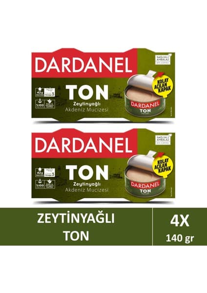 Dardanel Zeytinyağlı Ton Balığı 2x140 gr x 2 Adet Hızlı Hazırlanır Lezzetli Akdeniz Mucizesi