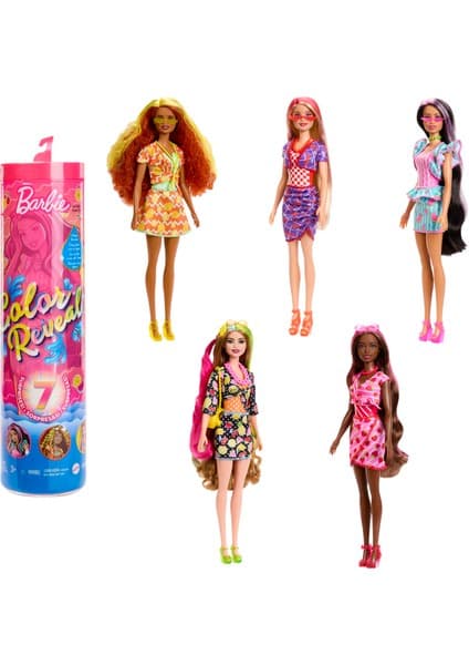 Barbie Color Reveal - Renk Değiştiren Sürpriz Barbie Meyve Serisi, 3 yaş ve üzeri, HJX49
