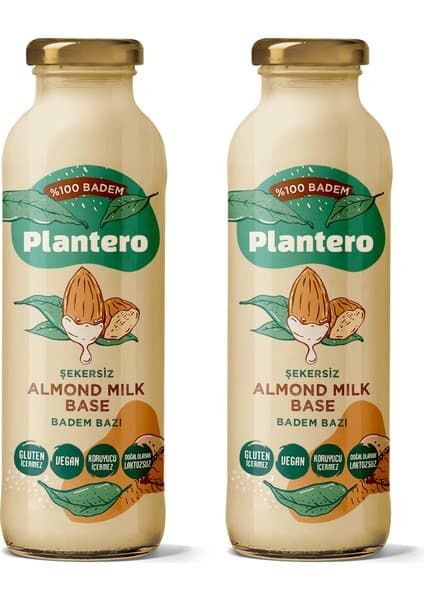 Plantero %100 Badem Sütü Bazı Konsantre 250gr 2'li Set, Vegan ve Koruyucu İçermez, 25 Bardak 6 lt Süt