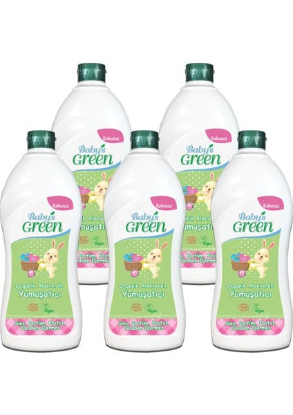 Baby's Green 5'li Set Organik Aloeveralı Kokusuz Bebek Çamaşır Yumuşatıcı 200 Yıkama (5 Adet x 750 ml)