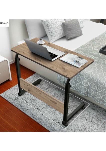 servetavcı Yükseklik Ayarlı Çalışma Masası - Ceviz (Tekerli) 80X40