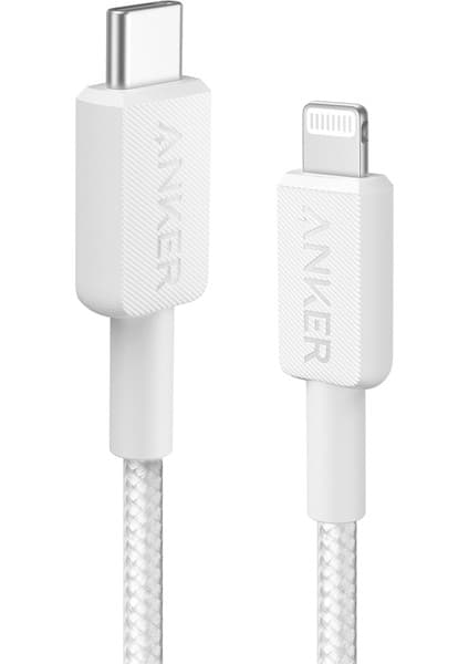Anker 322 USB-C to Apple iPhone Lightning 1.8m MFI Lisanslı Şarj/Data Kablosu - Beyaz - A81B6 (Anker Türkiye Garantili)
